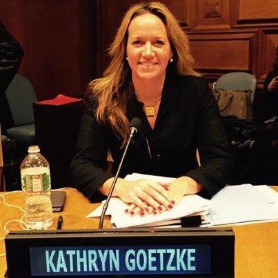 Kathryn Goetzke sitting at the United Nations.